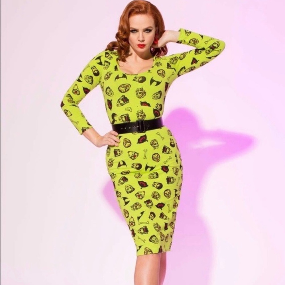 PUG Clothing Hannah Wiggle Dress in Monster - XL